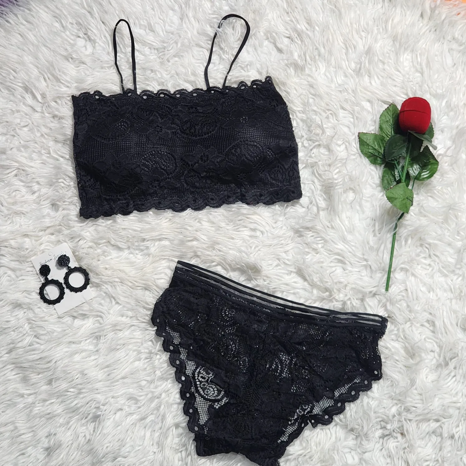 Embroidered Padded Bra And Panty Set