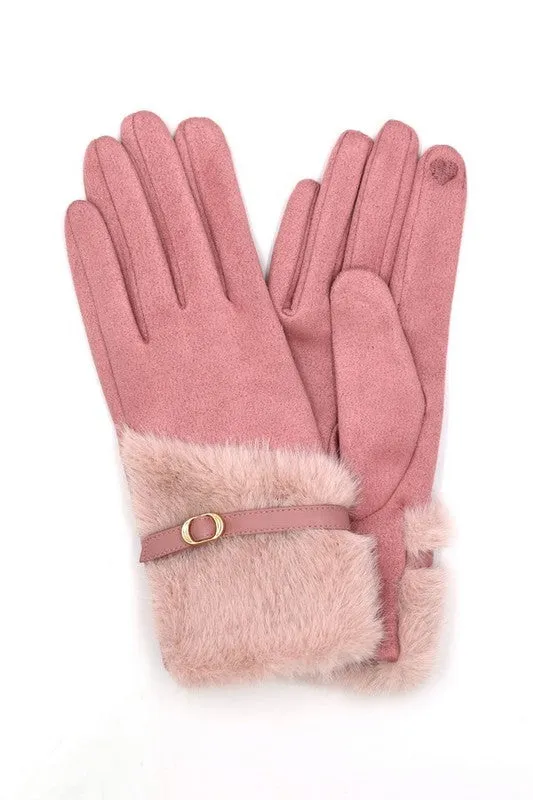 Faux Fur Suede Gloves