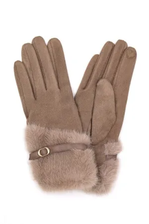 Faux Fur Suede Gloves