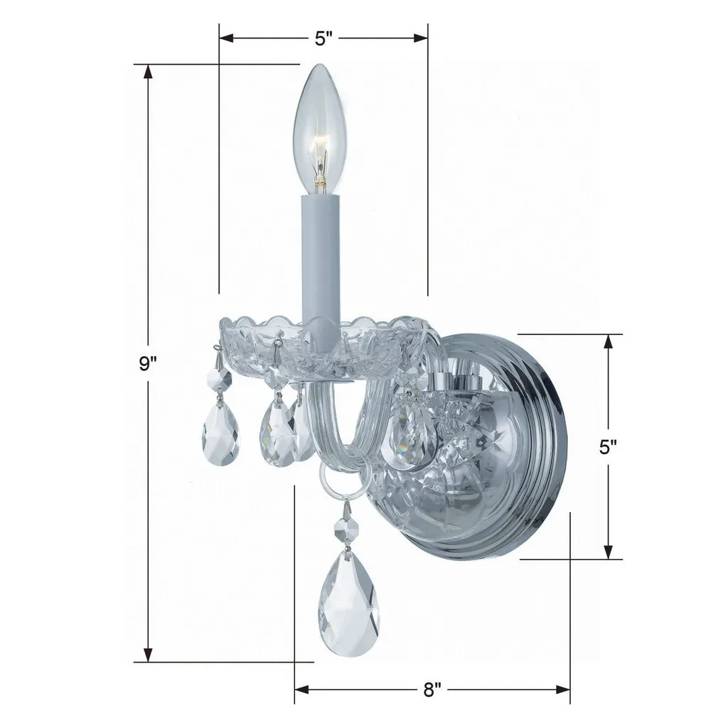 Traditional Crystal 1 Light Swarovski Strass Crystal Polished Chrome Sconce